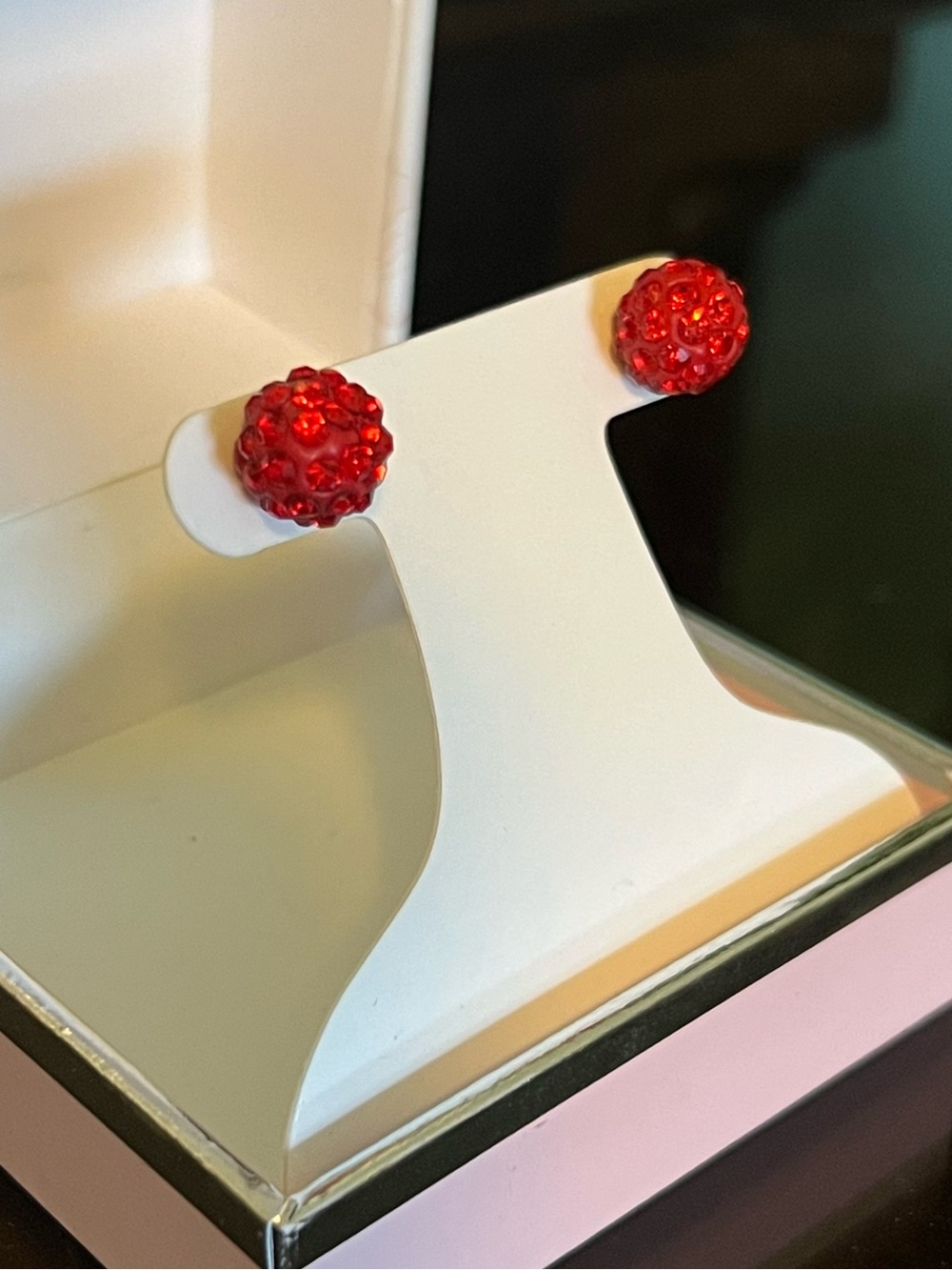Red Crystal Cluster Stud Earrings - Women Jewelry